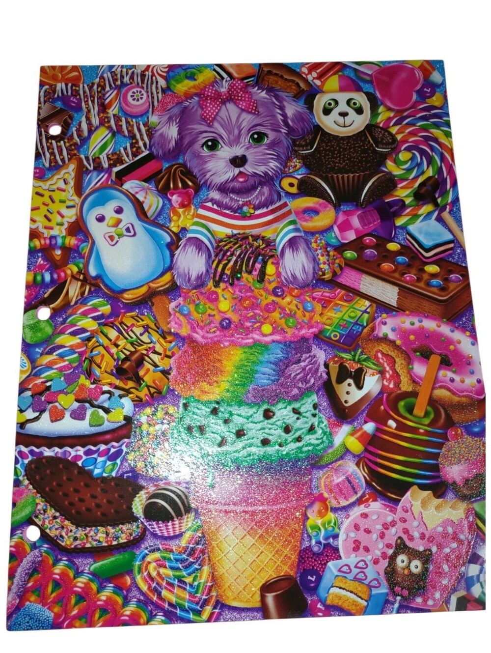 Lisa Frank NEW Folder Junk Food Candy Dog